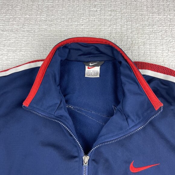 Vintage 90's Y2K Nike Men's Navy Blue/ Red Striped Track Jacket Size Large - Picture 7 of 16